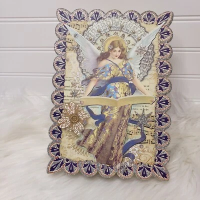 CHRISTMAS ANGEL Scalloped Decorative PUNCH STUDIO Trinket Gift Box EUC - Image 1 of 4