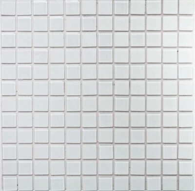 Selbstklebend Weiß Glasmosaik Matt Fliesenspiegel Bad 200-4CM20 | 10Mosaikmatten - Bild 1 von 4
