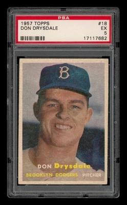 1957 Topps Set-Break # 18 Don Drysdale PSA 5 EX Foto 1 de 3