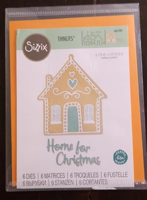 Gingerbread House Die Sizzix Thinlets 6 Piece Scrapbook Cardmaking 665709  Foto 1 de 2