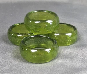 4er Set Serviettenringe Vintage grün transparent Glas kontrolliert Blase - Bild 1 von 11
