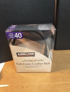 Kirkland Signature Italian Full Grain Leather Belt Mens Size 40 Dark Brown NEW - Picture 1 of 2