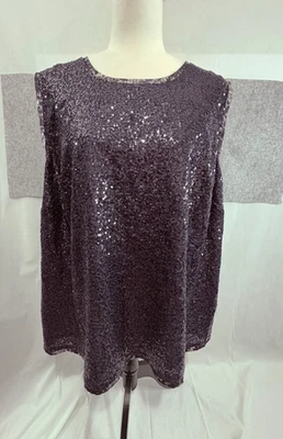 Jones New York Sequin Sleeveless Top Women's Size 20W Blue Snake Print on Back — 第 1/4 张图片