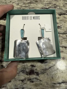 Robert Lee Morris Soho Square Dangle Earrings with Turquoise Stones New In Box - Picture 1 of 8