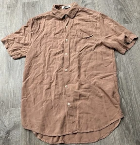 Cotton On Garments Mens Small S Peach Short Sleeve Lightweight Button Down Shirt - Picture 1 of 10