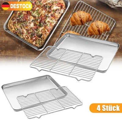 XL + XXL Backblech mit Auskühlgitter, Edelstahl Rechteckige Backform Ofenblech - Bild 1 von 4