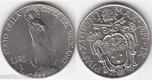 V12, VATICANO VATICAN CITY PIO XI 1 LIRA 1930 IX , KM# 5 , QFDC / AUNC - Imagen 1 de 1