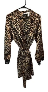 Accappatoio di seta vintage Kathy Ireland stampa animali zebrata - taglia grande - Foto 1 di 5