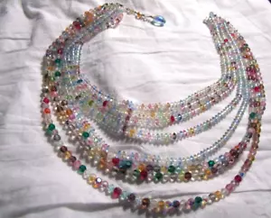 Coro Necklace Old Brilliant Pastel Multicolor Faceted Crystals Beads 1960's - Picture 1 of 10
