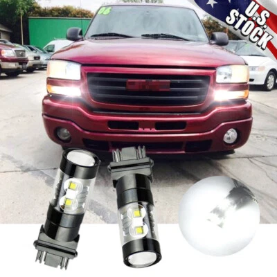For GMC Sierra 1500 2500 HD White 3157 LED Daytime Running Light DRL Bulbs 2x — 第 1/4 张图片