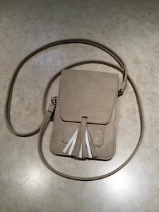 K. Carroll Harper RFID Protected Secure Style Faux Leather Taupe Beige Crossbody - Picture 1 of 8