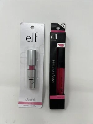 NEW DISCONTINUED e.l.f. Essential Lipstick & Minty Lip Gloss SET (152) - Image 1 of 4