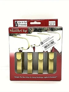 4pk Mantle Clip Stocking Holder Gold . The Original Mantle Clip - Picture 1 of 6