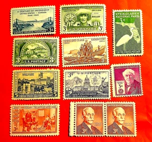 SET OF 11 THREE CENT UNUSED STAMPS - VERY FINE - OG - MNH - Picture 1 of 2