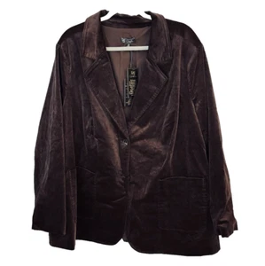 Diane Gilman Stretch Velvet Blazer Sz 3X Brown NEW Classic Academia Holiday DG2 - Picture 1 of 11