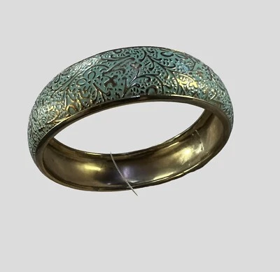 Brazalete Brazalete Forever 21 Mujer Único Dorado y Turquesa Patrón Floral Nuevo Con Etiquetas Foto 1 de 4