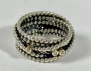 Sterling Silver Retired Pandora Entangled Beauty Ring w 14k Gold & Diamonds - Picture 1 of 11