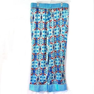 World Market Sz L/XL Pull On Lounge Pants Flamingo Print Wide Leg Elastic Waist - Picture 1 of 9