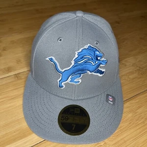 New Era 59FIFTY Low Profile LP Detroit Lions Gray Curved Fitted 7 Hat NFL - Picture 1 of 15