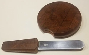 Vtg Early Dansk Teak 5" Cheese Cutting Board Hidden Knife Denmark 4 Duck Mark - Imagen 1 de 7