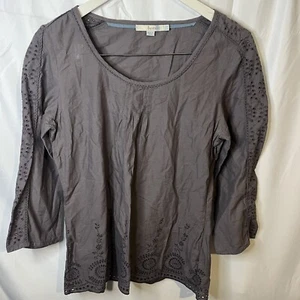 Boden Grey Top 100% Cotton 3/4 Sleeve Size 12R - Picture 1 of 2