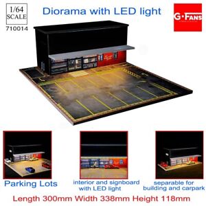 G FANS 1:64 Diorama with LED Light with Parking Lots Car Garage Diorama Model