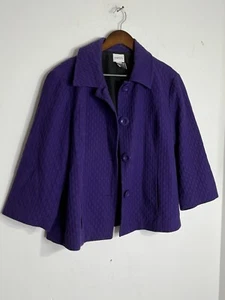 Giacca blazer Chico's Grape viola testurizzata top 1 M vintage (13) - Foto 1 di 12