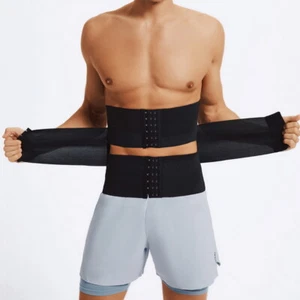Corsetto uomo vita allenatore sauna sudore perdita di peso body shaper cincher cintura sottile - Foto 1 di 13