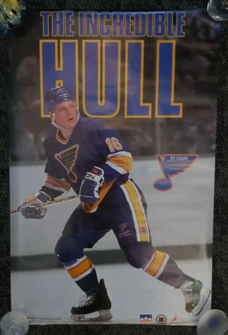 Vintage Deadstock 1991 Starline Brett Hull 22"x34" Poster St. Louis Blues Hockey Cover