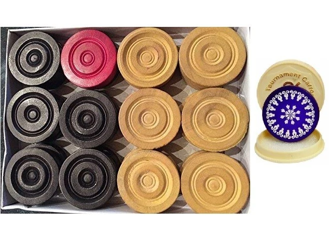 24 Carrom wooden Coins + Carrom Striker HQ - image 1 of 1