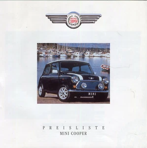 Mini Cooper 1992 mercado suizo lista de precios original lista de precios folleto - Imagen 1 de 1