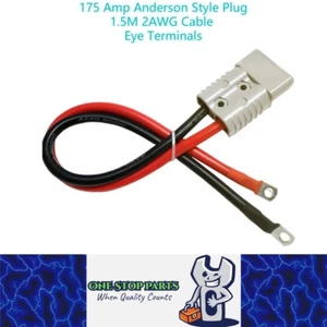 1 x 175amp Anderson Style Plug With 1.5 Meters 2AWG Cable with Eye Terminals - Picture 1 of 8