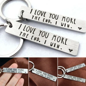 I Love You More The End I Win Stainless Steel Key Chain Letter Keychain Gift AU - Picture 1 of 12