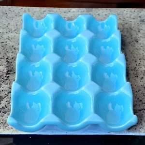 Teal BlueCeramic EggHolder Tray 12Slot KitchenRefrigeratorOrganizerStorage - Picture 1 of 5