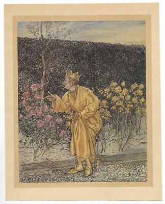 Antiguo libro de maravillas de Arthur Rackham 1922 impresión en color original rey en jardín fantasía  Foto 1 de 2