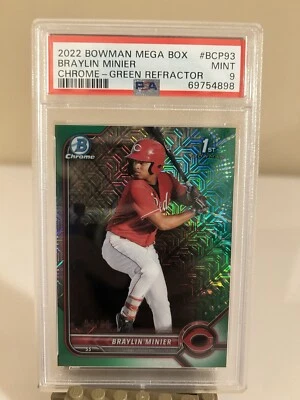 2022 Bowman Chrome Psa 9 Green Refactor Braylon Minier  - Image 1 of 4