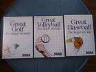 Great Golf, Baseball & Volleyball Sega Master System No Hangtab US seller