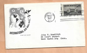 C34 INTERNATIONAL AIR MAIL RATE FDC AUG 30,1947 WASH DC - Picture 1 of 1