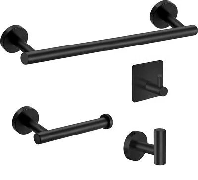 Juego de accesorios de baño negro mate de 4 piezas toallero de 16" Foto 1 de 2