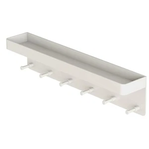  Key Holder Mail Organizer Key Rack Wall Mount with Tray 6 Hooks Hallway (White) - Picture 1 of 3