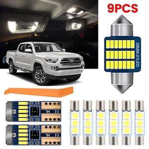 9Pcs White LED Car interior lights Lighting for 2016-23 Toyota Tacoma + Pry Tool - Picture 1 of 9