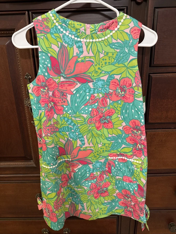 Lilly Pulitzer Lillys Pink Skip On It Shift Dress HTF Frogs Tropical Size 14 NWT - Image 1 of 4