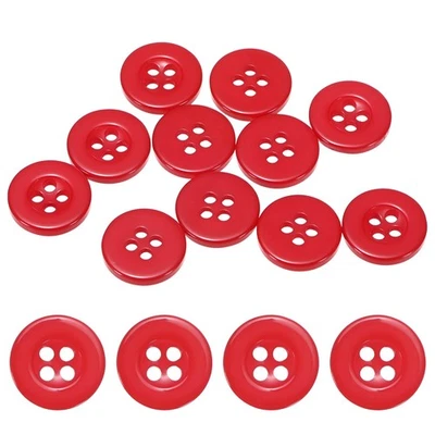 Sewing Buttons [10pcs] - 0.5 Inch/ 12.5mm 20L Resin Craft Buttons - [Red] Foto 1 de 4