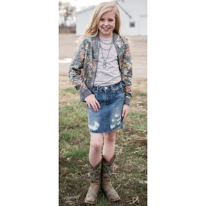 Habitual Girl Distressed Five Pocket Style Denim Skirt Blue Size 14 MSRP $48 - Picture 1 of 5