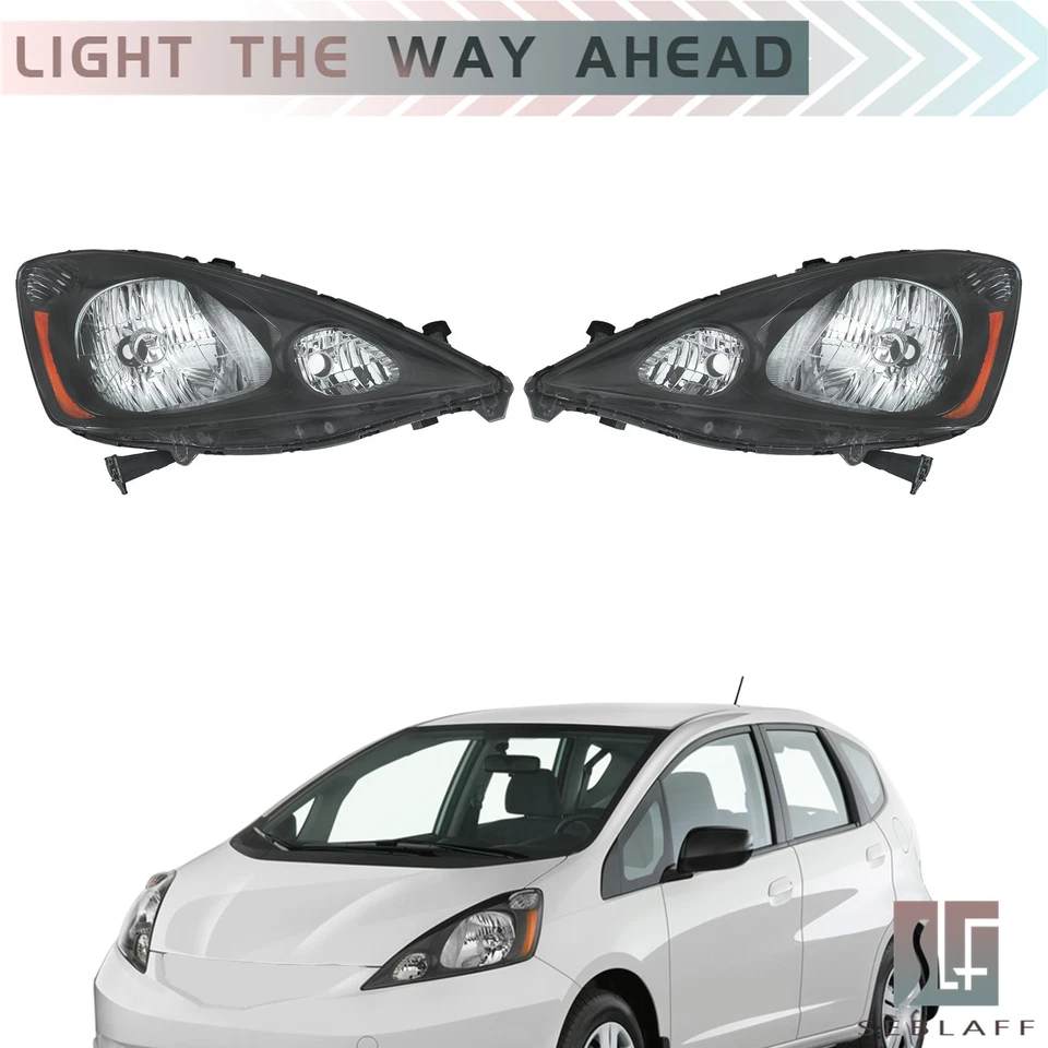 Par de faros de carcasa negros para Honda Fit 2009-2014 09-14 izquierda+derecha Foto 1 de 4