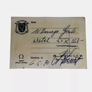 Vintage Rare Omega Gents Wrist Watch Receipt 1970 Geneve Generic - Picture 1 of 5
