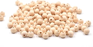 300 Stck. 10 mm Holzperlen Rund Holz Zwischenperlen Unbearbeitet Naturholz Lose B - Bild 1 von 5