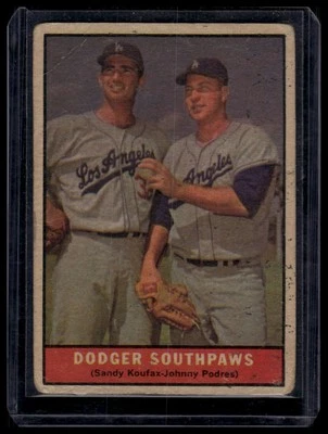 1961 Topps #207 Dodger Southpaws (Sandy Koufax / Johnny Podres) - Image 1 of 2