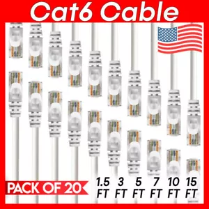 20 x Cat 6 Patchkabel weiß Cat6 Kabel Ethernet RJ45 Stecker Internetkabel - Bild 1 von 11