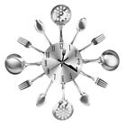 3X(Metal Kitchen Cutlery Wall Clock 14 Inch with Fork Spoon 3D Non Ticking2867